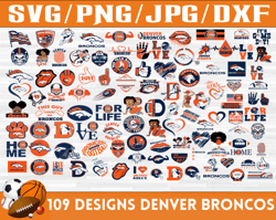 109 Designs Denver Broncos Football Team SVG, DXF, PNG, EPS, PDF