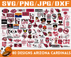 80 Designs Arizona Cardinals Football Team SVG, DXF, PNG, EPS, PDF