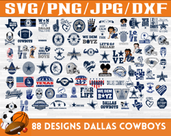 88 Designs Dallas Cowboys Football Team SVG, DXF, PNG, EPS, PDF