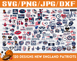 120 Designs New England Patriots Football Team SVG, DXF, PNG, EPS, PDF