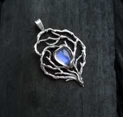 Moonstone pendant sterling silver handmade necklace