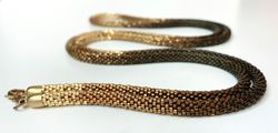 Seed bead lariat - Dark chocolate long necklace