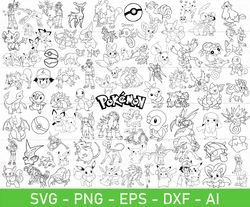 Pokemon png, Pokemon svg, Pokemon silhouette, Pokemon dxf, Pikachu svg, Pikachu png, Pokemon put, Pokemon printable, Pik