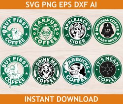 Starbucks svg, starbucks monogram svg, starbucks logo svg, starbucks eps, starbucks dxf, starbucks ai, starbucks silhoue