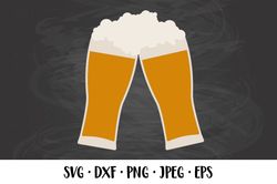 Two glasses of  foaming beer SVG