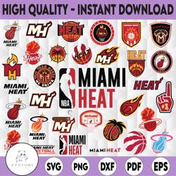 32 Files NBA Miami Heat SVG, Miami svg, NBA teams logo bundle svg, Basketball svg, NBA Sports svg