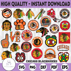 28 Files Chicago Blackhawks Bundle Svg, NHL teams logo bundle, NHL svg, NHL Sports svg