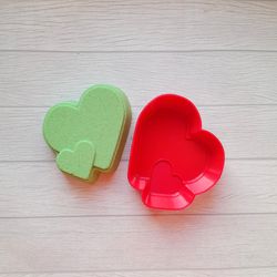 Two hearts BATH BOMB MOLD STL File for 3D Printing