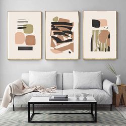 3 Piece Print Set Abstract Geometric Printable Wall Art Abstract Print Triptych Large Art Scandi Print Set Of 3 Posters