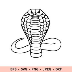 Cobra Snake Svg King Cobra outline Halloween Dxf File for Cricut