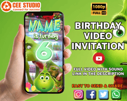 The Grinch Birthday Invitation, The Grinch Digital Invitation, The Grinch Video Invitation, The Grinch Birthday Invite