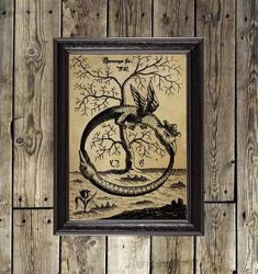 the ouroboros snake eating its own tail. alchemy wall hanging. 256.