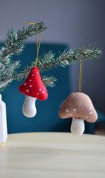 Felt mushrooms Set of 6, woodland baby shower decorations Little Amanita