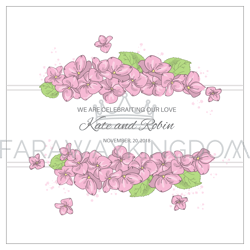 WEDDING Floral Example Invitation Card Vector Illustration Set