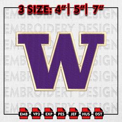 Washington Huskies Football Team Embroidery file, NCAAF teams Embroidery, Machine Embroidery Patter Instant Download
