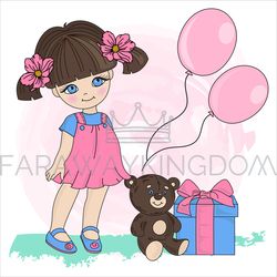 BABY Valentine Day Children Cartoon Vector Illustration Set