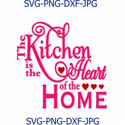 The Kitchen is the Heart of the Home SVG / Kitchen Graphic for Frame, Pillow or jar SVG / svg Files for Cricut / Silhoue