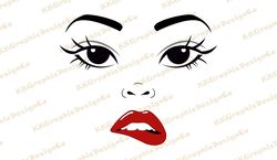 Woman face bites lips svg Woman face svg Eyelashes svg lips svg Bites lips svg Makeup svg Eyes svg Eyebrows svg
