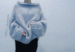 hand knitted oversize sweater "ice"