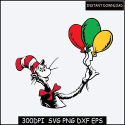 The Original Dr. Seuss Hat SVG, Dr Seuss Face SVG, Cat in the Hat svg, striped hat svg, dr seuss cut file