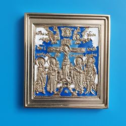 The Crucifixion of Jesus Christ | brass icon colorful enamel | copy of an ancien icon 19 c. | Orthodox store