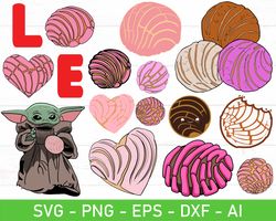 Concha svg, baby yoda concha svg, concha dxf, concha png, pan ducle svg, mexican sweet bread svg, concha mouse head svg,