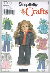Digital - Vintage Simplicity 7083 Dolls 18" Sewing Pattern - Wardrobe Clothes for Dolls 18" - Vintage 1980s - PDF