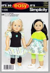 Digital - Vintage Simplicity 1496 Dolls 18" Sewing Pattern - Wardrobe Clothes for Dolls 18" - Vintage 1980s - PDF