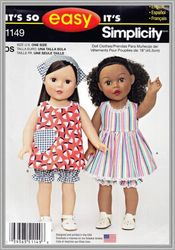 Digital - Vintage Simplicity 1149 Dolls 18" Sewing Pattern - Wardrobe Clothes for Dolls 18" - Vintage 1980s - PDF