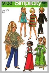 Digital - Vintage Simplicity 9138 Dolls 15-1/2" - 17-1/2"  Sewing Pattern - Wardrobe Clothes for Dolls 15-1/2" - 17-1/2"
