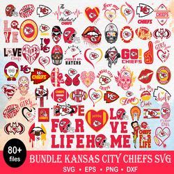 80  Kansas City Chiefs bundle svg, Chiefs bundle svg, Nfl svg, png, dxf, eps digital file