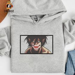 Eren Yeager Embroidered Crewneck, Attack On Titan Embroidered Shirt, Eren Shirt, Anime Embroidered Hoodie, Manga