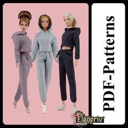 PDF Pattern GymSuit for 11 1/2 Fashion Royalty FR2 Pivotal, Repro, Curvy, Made-to-Move, Silkstone