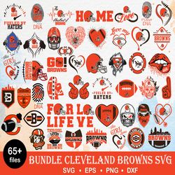 65 Cleveland Browns Svg Bundle, Cleveland Browns Svg, Sport Svg, Nfl Svg, Png, Dxf, Eps Digital File