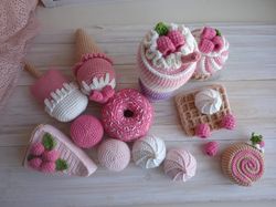 Crochet sweets set 12 pcs  Crochet play food set Kitchen play set for kids