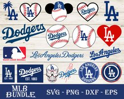 Los Angeles Dodgers Bundle SVG, Los Angeles Dodgers SVG, MLB SVG PNG DXF EPS Digital File
