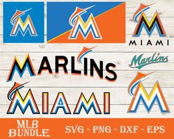 Miami Marlins Bundle SVG, Miami Marlins SVG, MLB SVG PNG DXF EPS Digital File