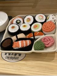 Crochet sushi play food set for kids