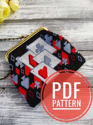 Bead Crochet Pattern ,  Ladies' Wallet   Cute Purse with a bow for coins , Beaded Wallet