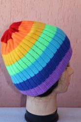 Knitted Rainbow hat,rainbow LGBT, Beanie Hat blue,pride festival,Pride Hat,rainbow LGBT Beanie,pride festival