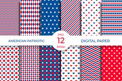 American Patriotic Digital Paper. Independence Day Seamless Pattern