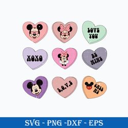 Mouse Candy Hearts SVG, Mickey SVG, Minnie SVG,  Disney Valentine SVG