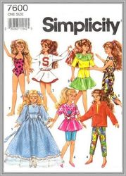 Digital - Vintage Simplicity 7600 Dolls 10" Sewing Pattern - Wardrobe Clothes for Dolls 10" - Vintage 1980s - PDF