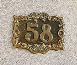 Antique address number sign 58 apt door metal plaque