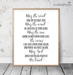 May The Road Rise To Meet You, Irish Blessing, Printable Bible Verse, Scripture Prints, Christian Wall Art, Religious Ar