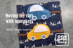 Toy cars with squeakers. Quiet book pattern. PDF tutorial video