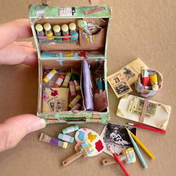 Doll miniature artist's suitcase for playing Dolls, dollhouse, scale 1:6, polymer plastic