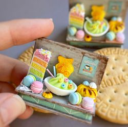 Doll miniature set of sweet pastries for dollhouse games, scale 1:12, polymer plastic