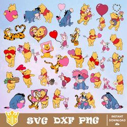 Winnie the Pooh Valentine SVG, Pooh SVG, Disney Valentine SVG, Disney SVG, Valentine SVG, Clipart and Cut Files