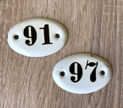 Soviet retro apartment number sign 91 97 enamel metal address plates